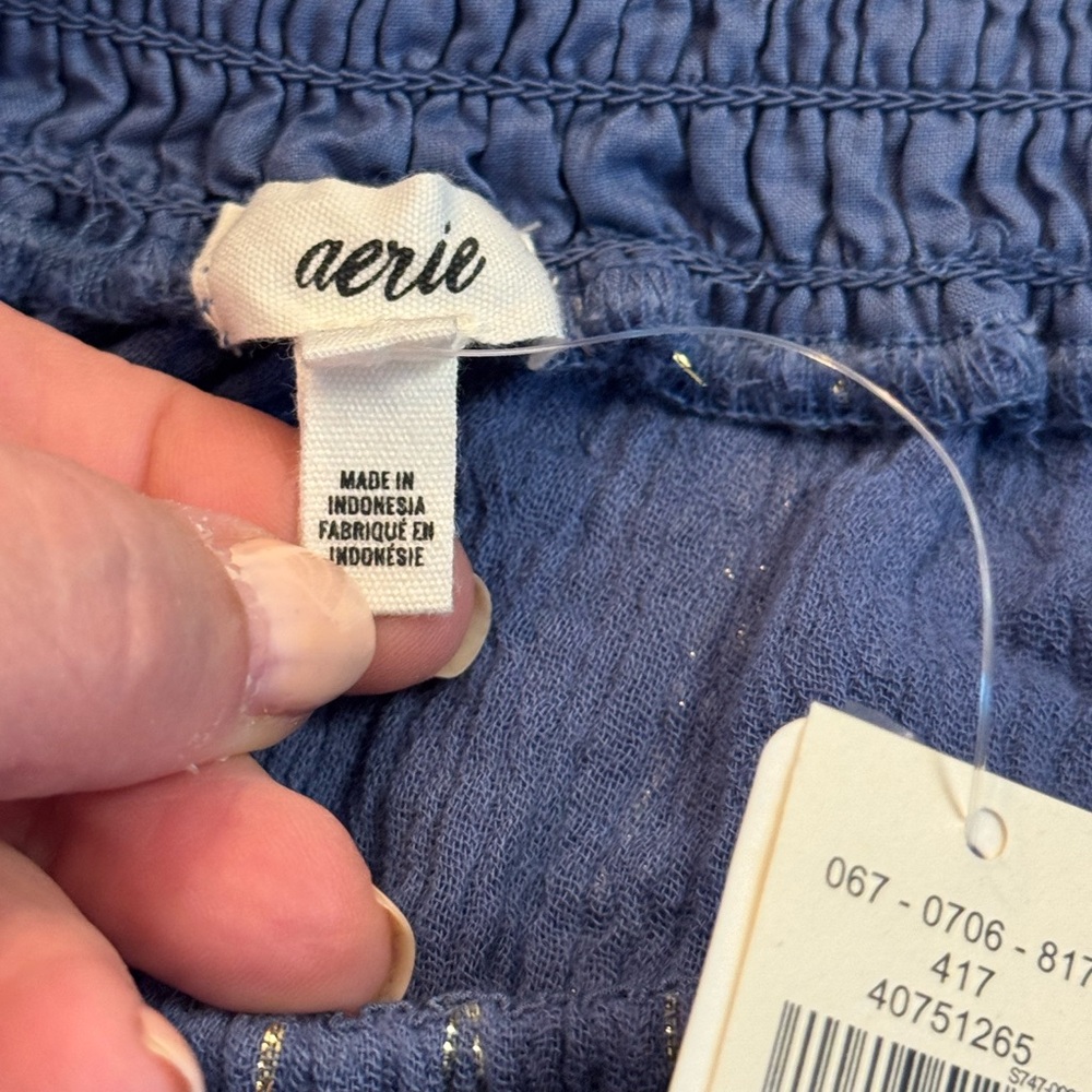Aerie Blue and Silver Athletic Shorts with Elastic Waistband - Picture 8 of 9